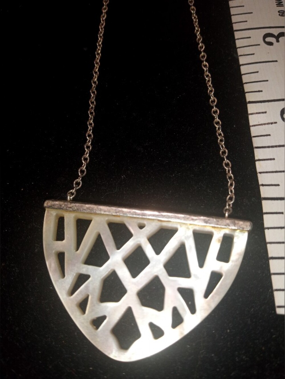 Silpada Sterling Silver Geometric Cutout Pendant Necklace - White